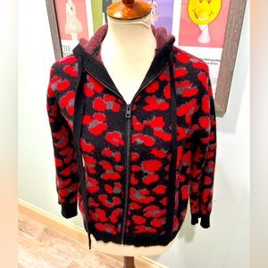 Zadig and Voltaire animal print cashmere  zip up sweater.size small
